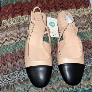 A New Day™ Women's shoes 8.5  Maxine Slingback Ballet Flats Black Cream nude nwt